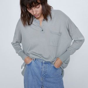NWT Zara Oversized Polo Collar Sweater S